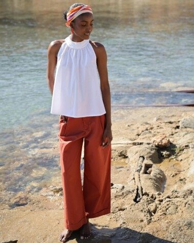 Pantalon Georges – Popeline de coton terre de sienne