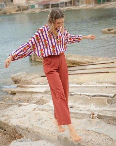 Pantalon Georges – Popeline de coton terre de sienne