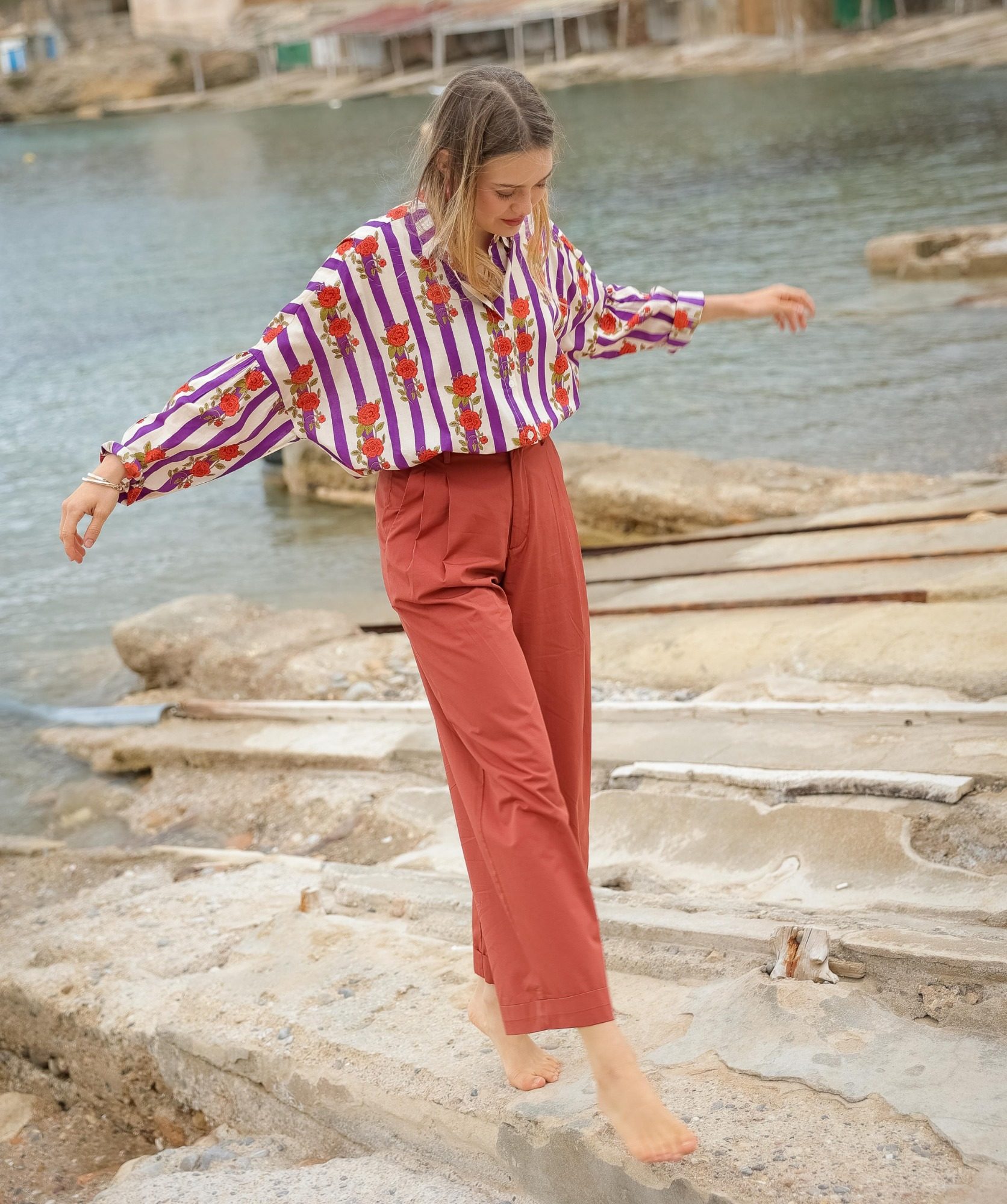 Pantalon Georges – Popeline de coton terre de sienne