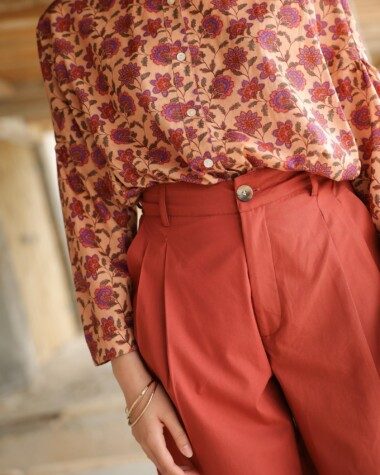 Pantalon Georges – Popeline de coton terre de sienne