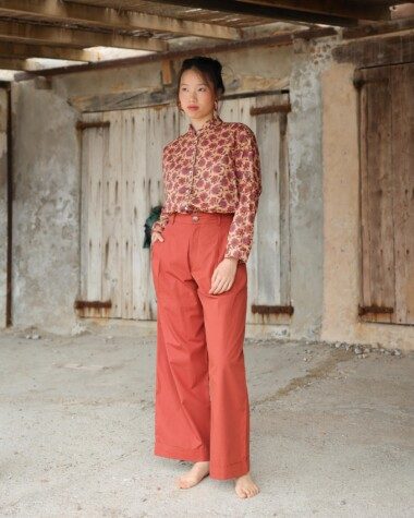 Pantalon Georges – Popeline de coton terre de sienne