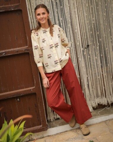 Pantalon Georges – Popeline de coton terre de sienne