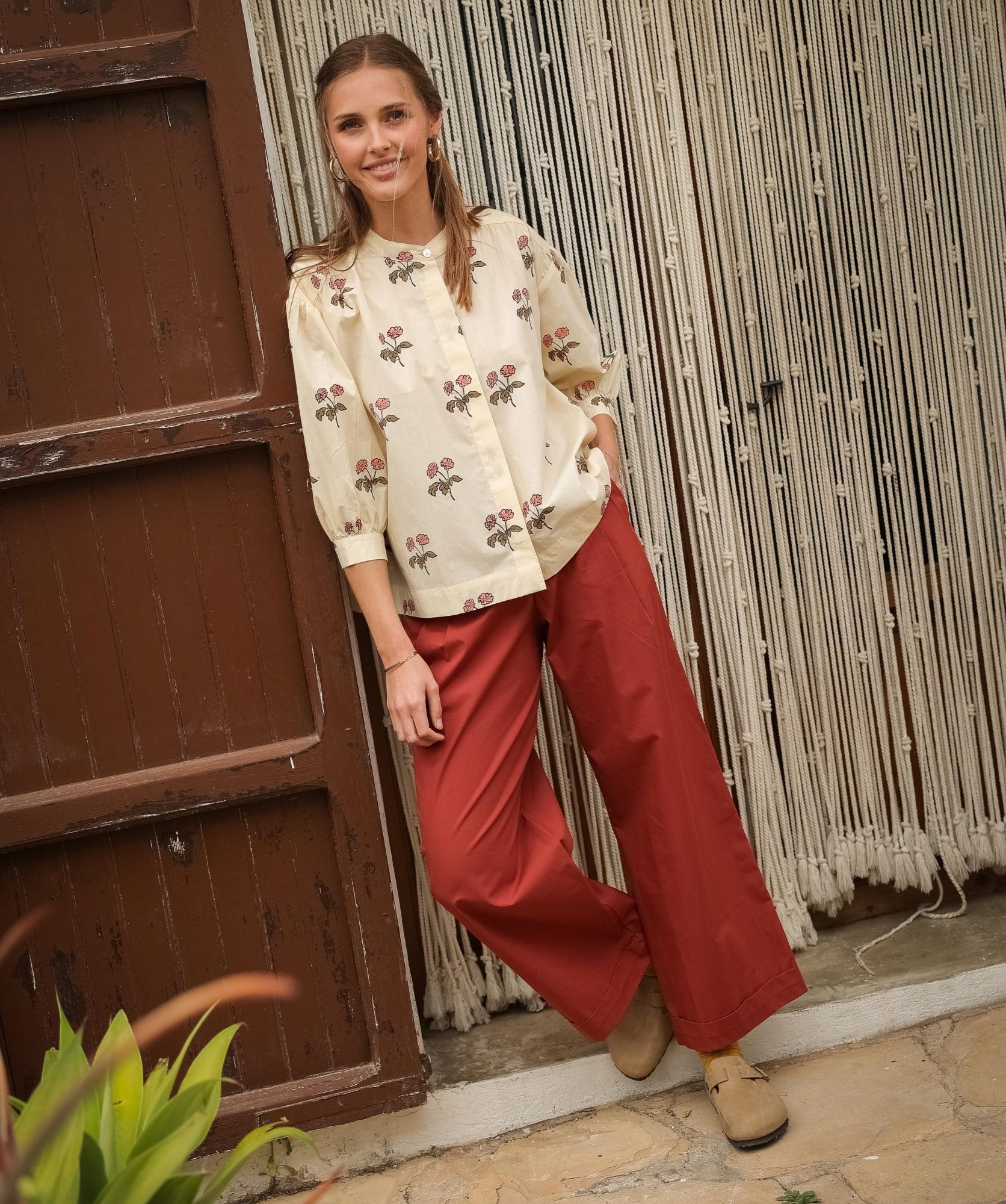 Pantalon Georges – Popeline de coton terre de sienne