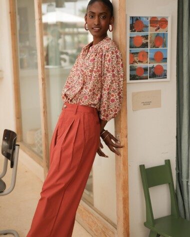 Pantalon Georges – Popeline de coton terre de sienne
