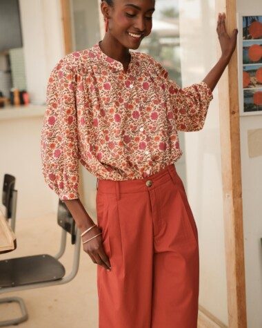 Pantalon Georges – Popeline de coton terre de sienne
