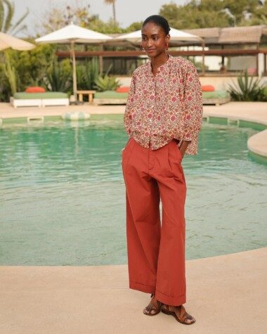 Pantalon Georges – Popeline de coton terre de sienne