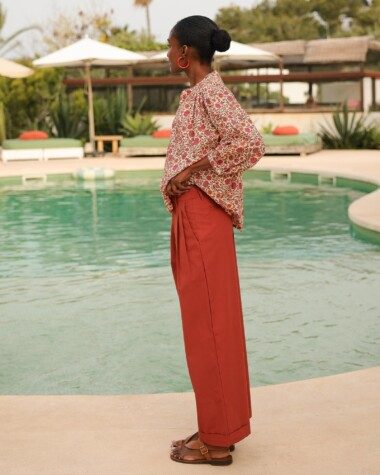 Pantalon Georges – Popeline de coton terre de sienne