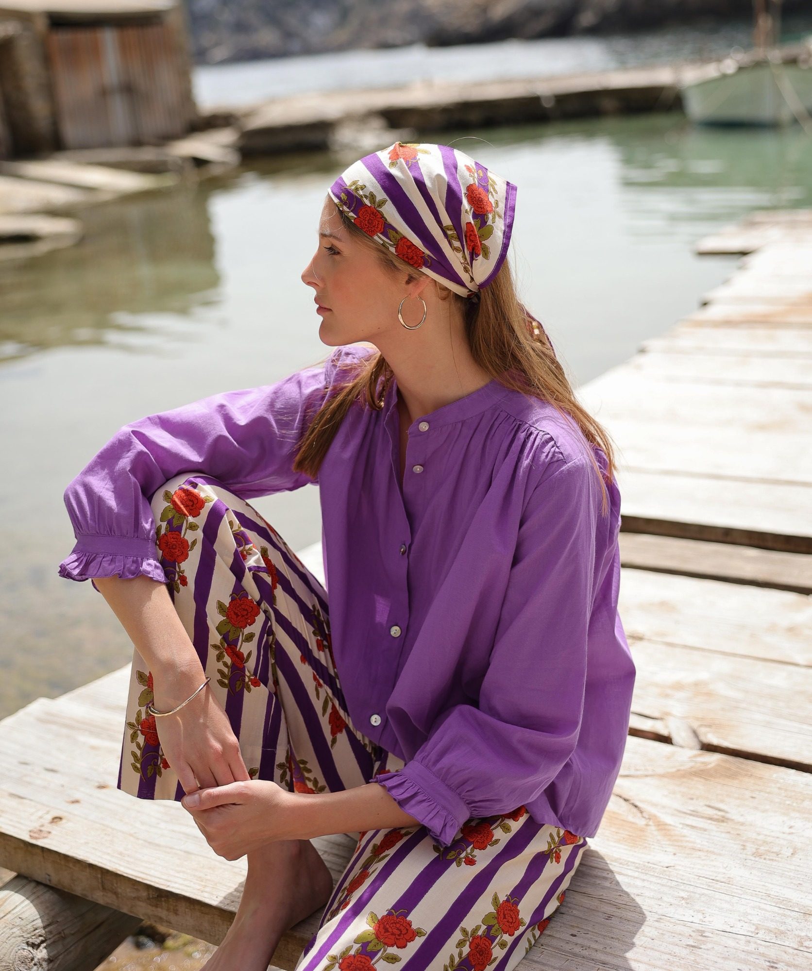 Pantalon Maho – Imprimé Hindi Flowers Purple