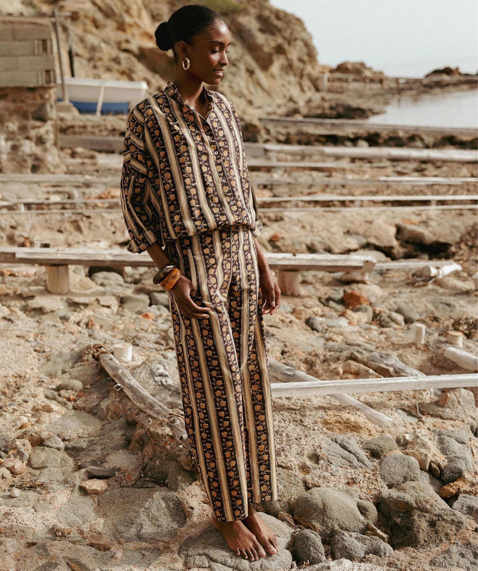 Pantalon Maho – Imprimé Block-print Pondichéry