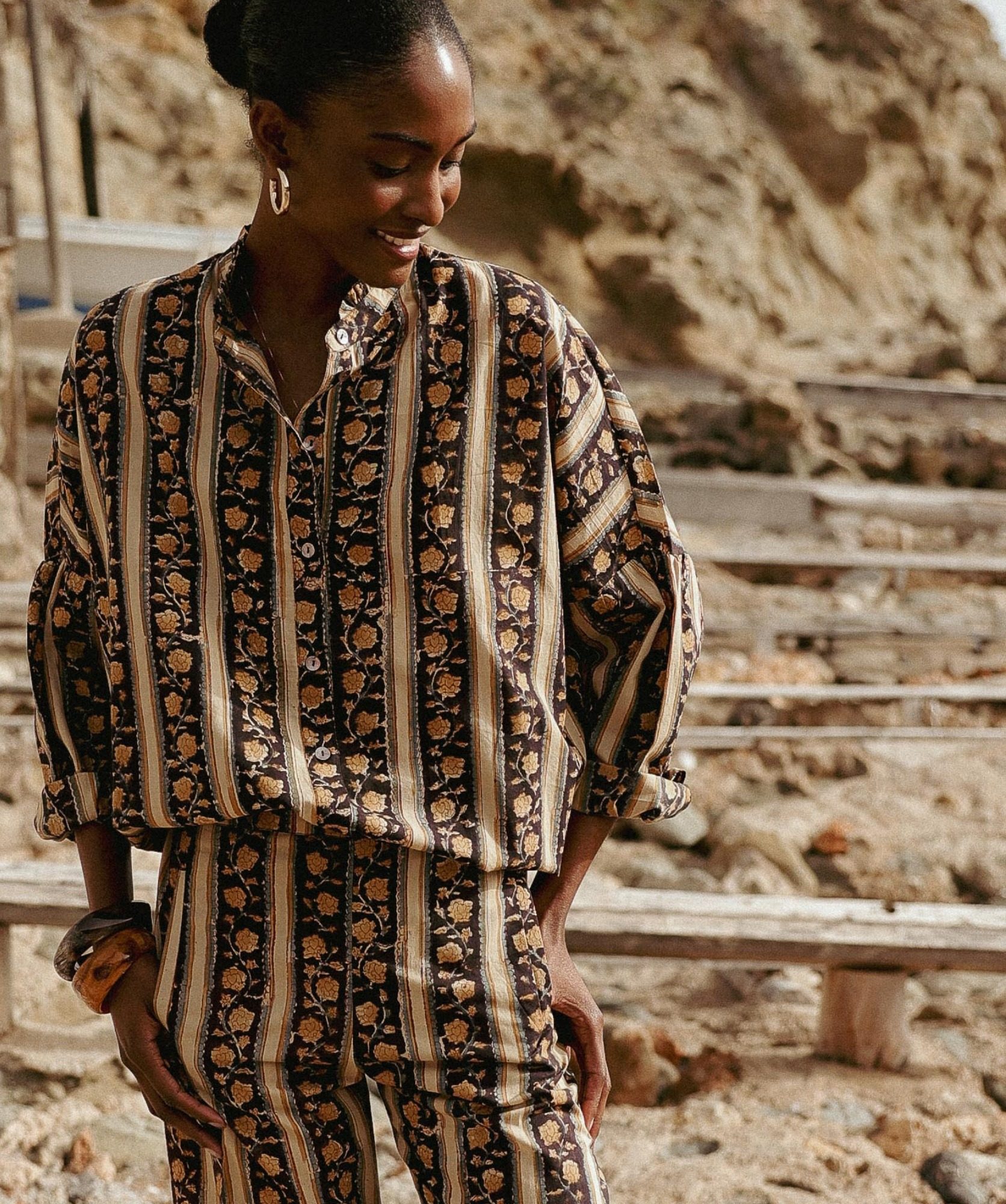 Pantalon Maho – Imprimé Block-print Pondichéry