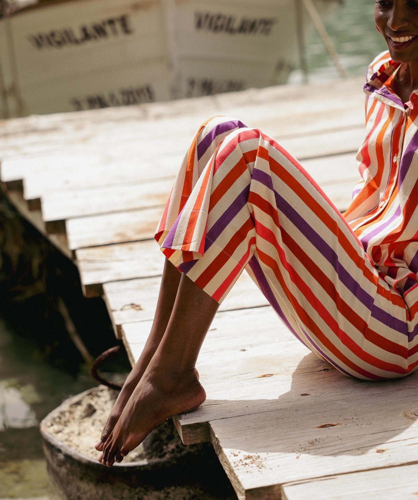 Pantalon Maho – Rayure multicolore