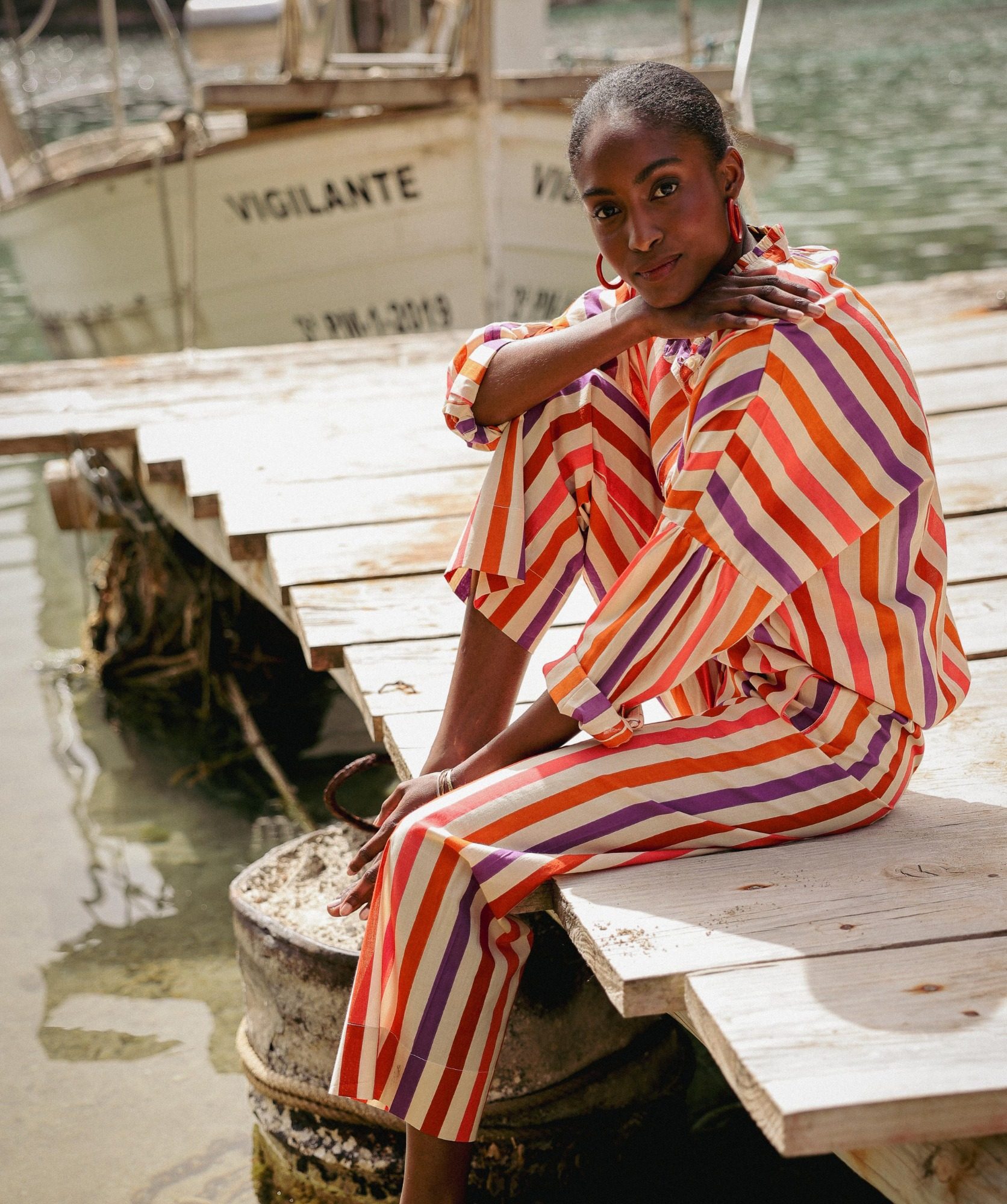 Pantalon Maho – Rayure multicolore