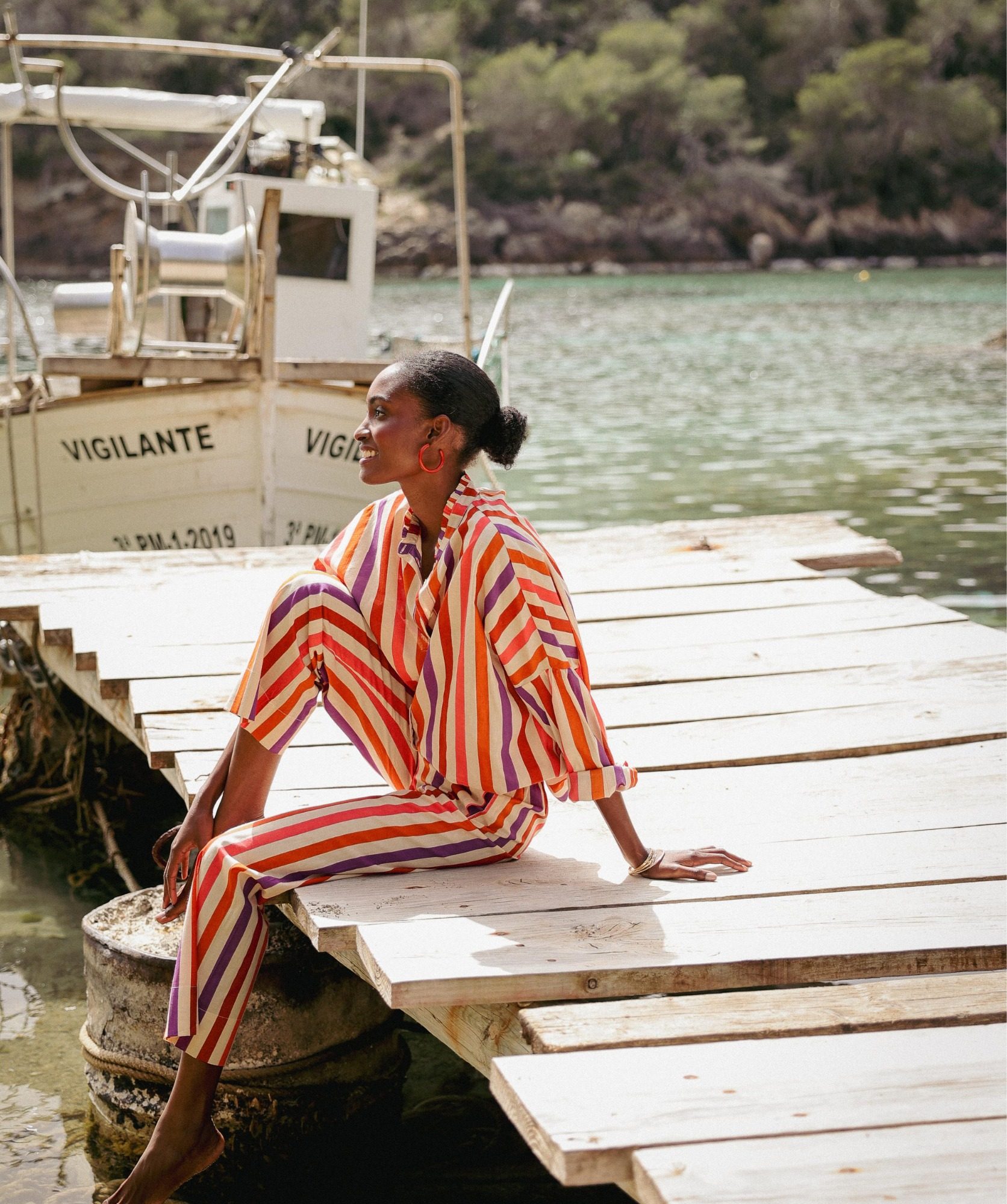 Pantalon Maho – Rayure multicolore