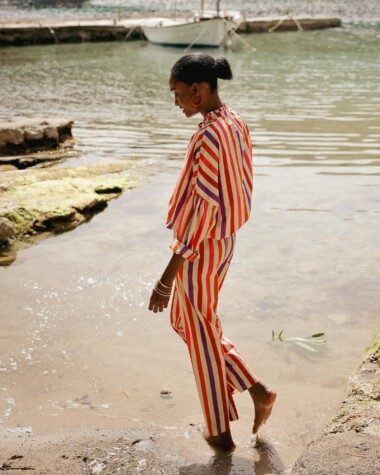 Pantalon Maho – Rayure multicolore