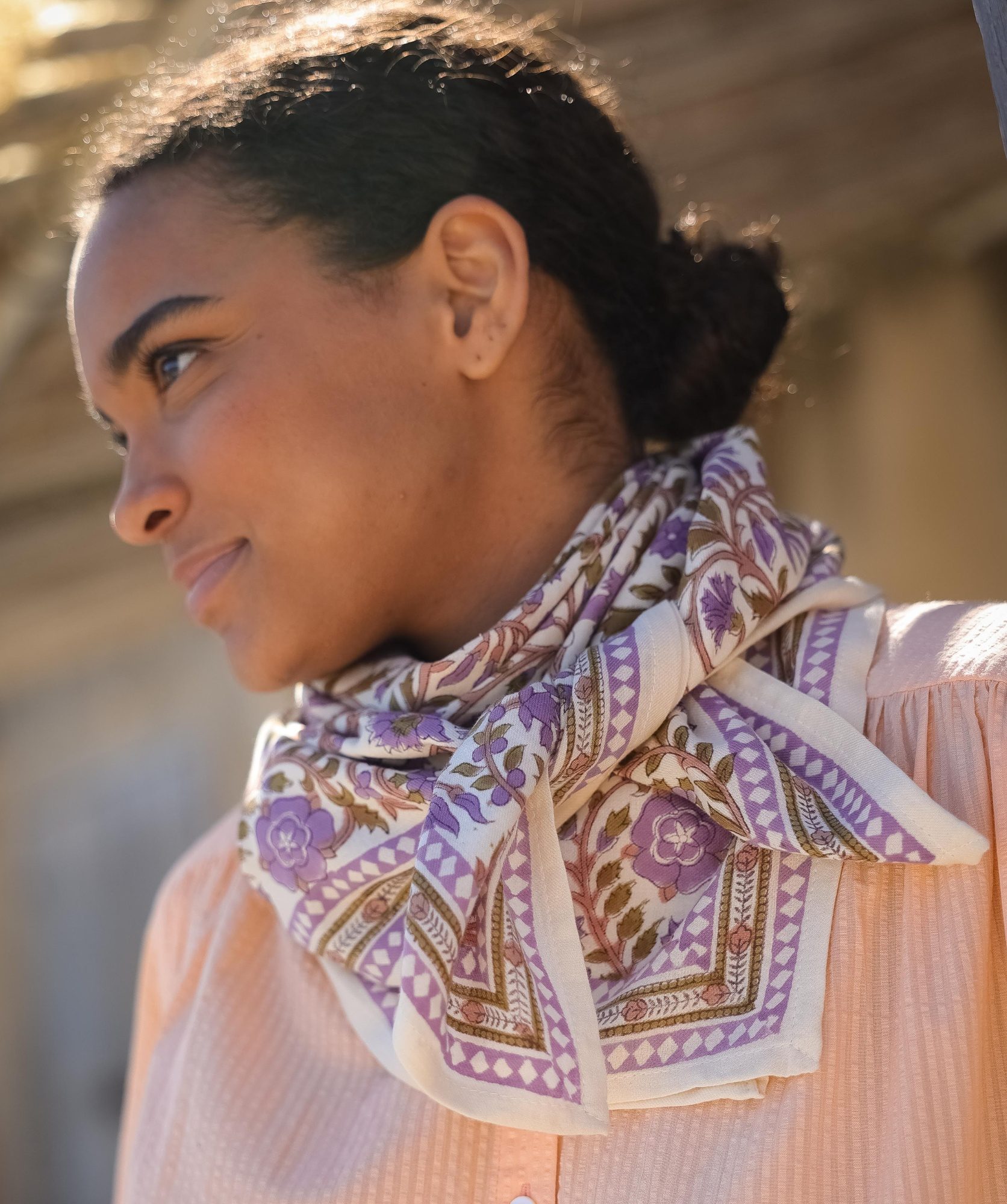 Foulard grand format – Moss Lilas