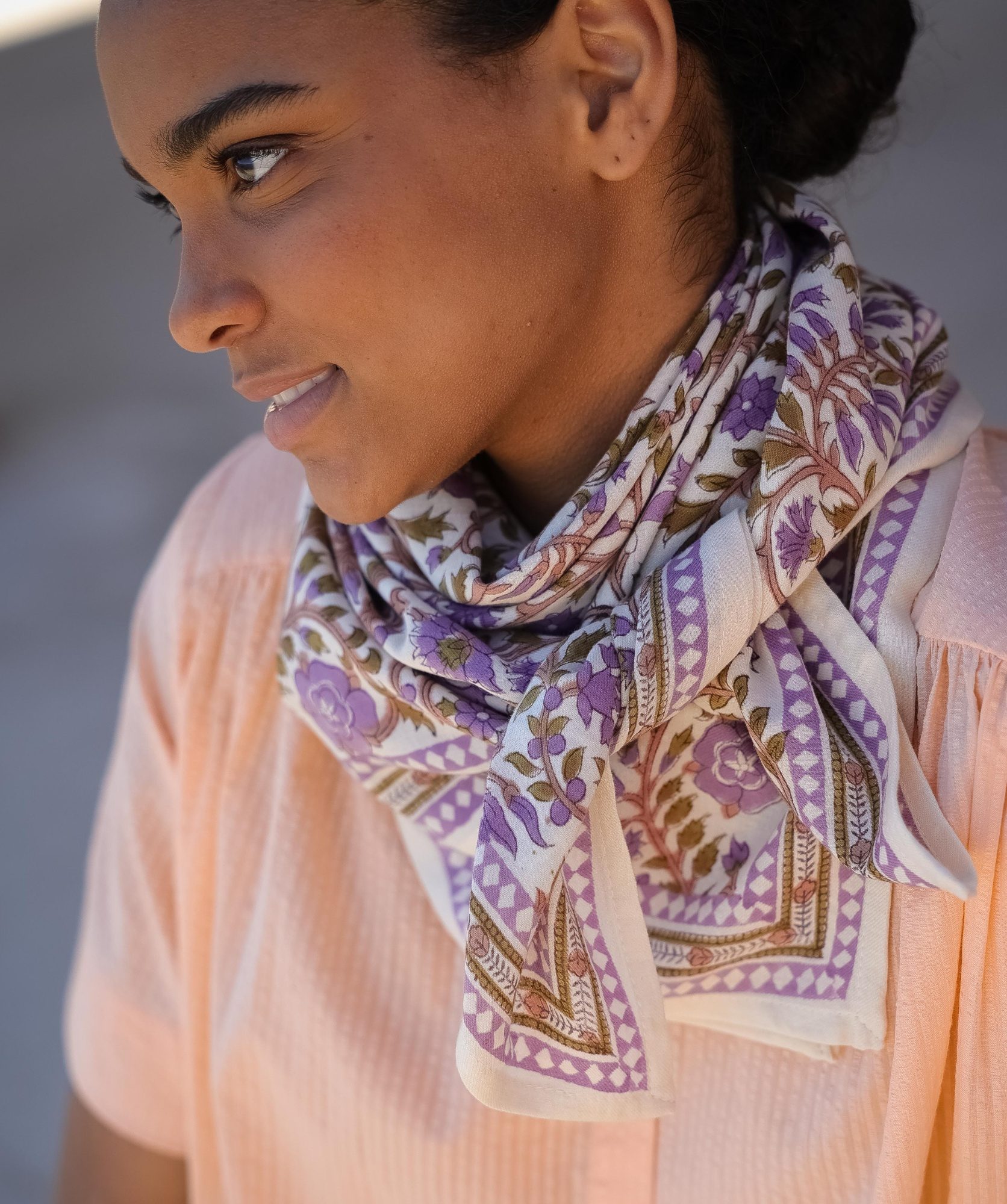 Foulard grand format – Moss Lilas