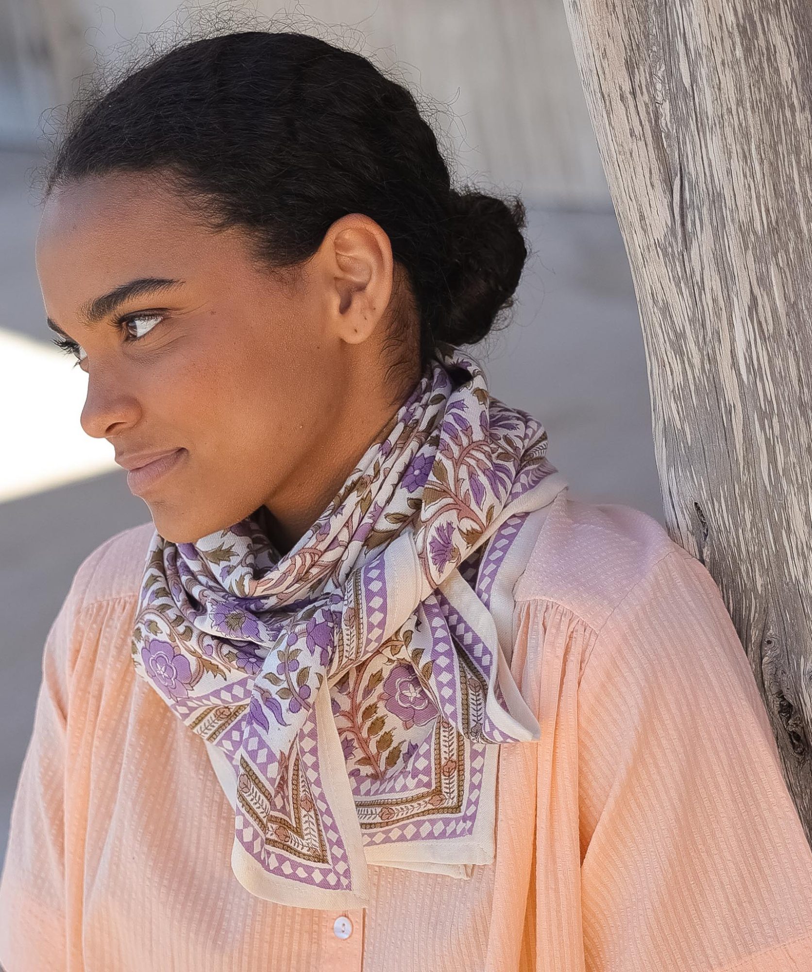 Foulard grand format – Moss Lilas
