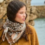 Foulard en laine grand format – Léopard Mist Grey