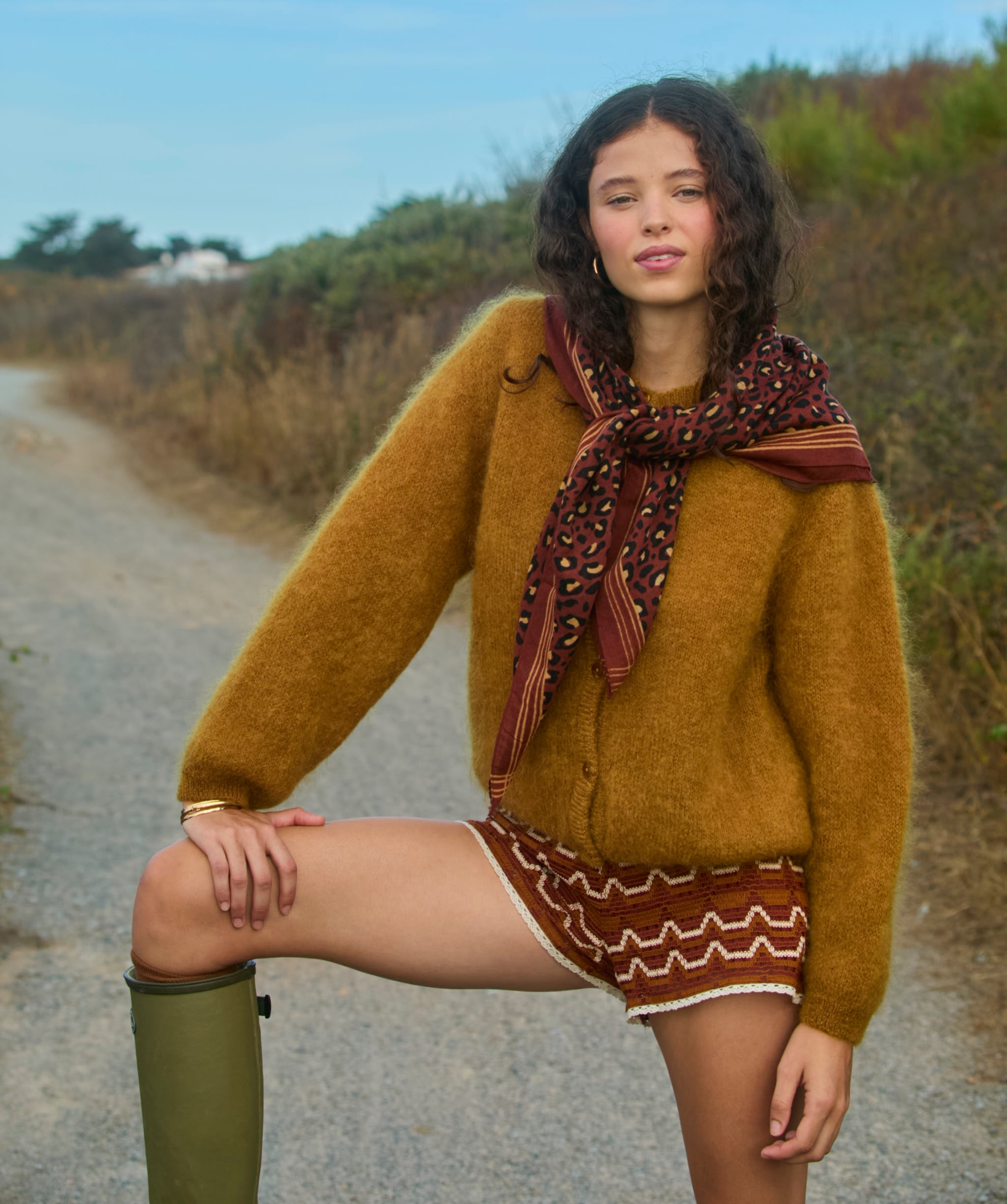 Foulard en laine grand format – Léopard Arizona