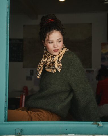 Foulard grand format – Léopard camel