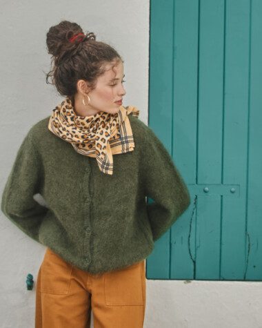 Foulard grand format – Léopard camel
