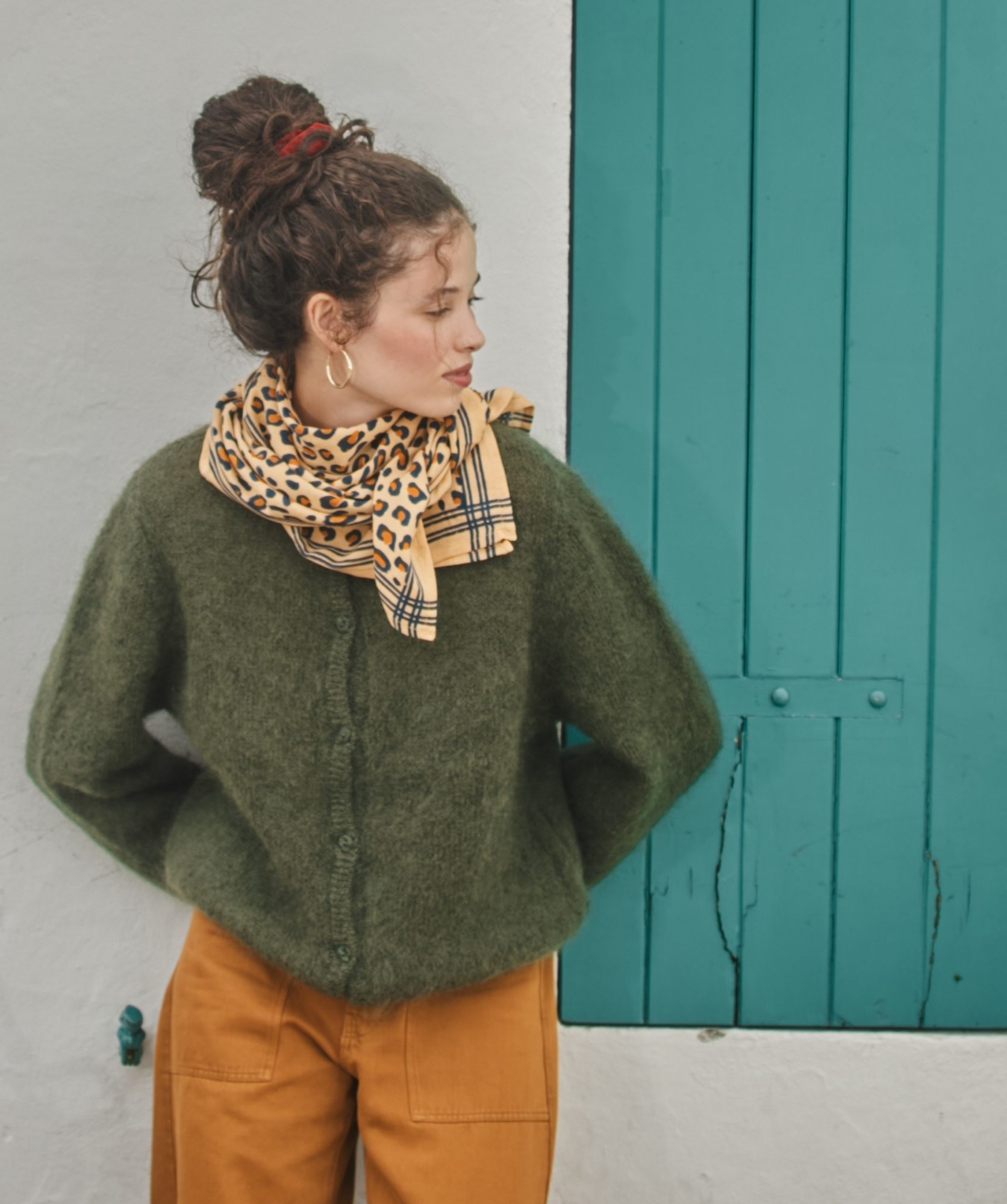 Foulard grand format – Léopard camel