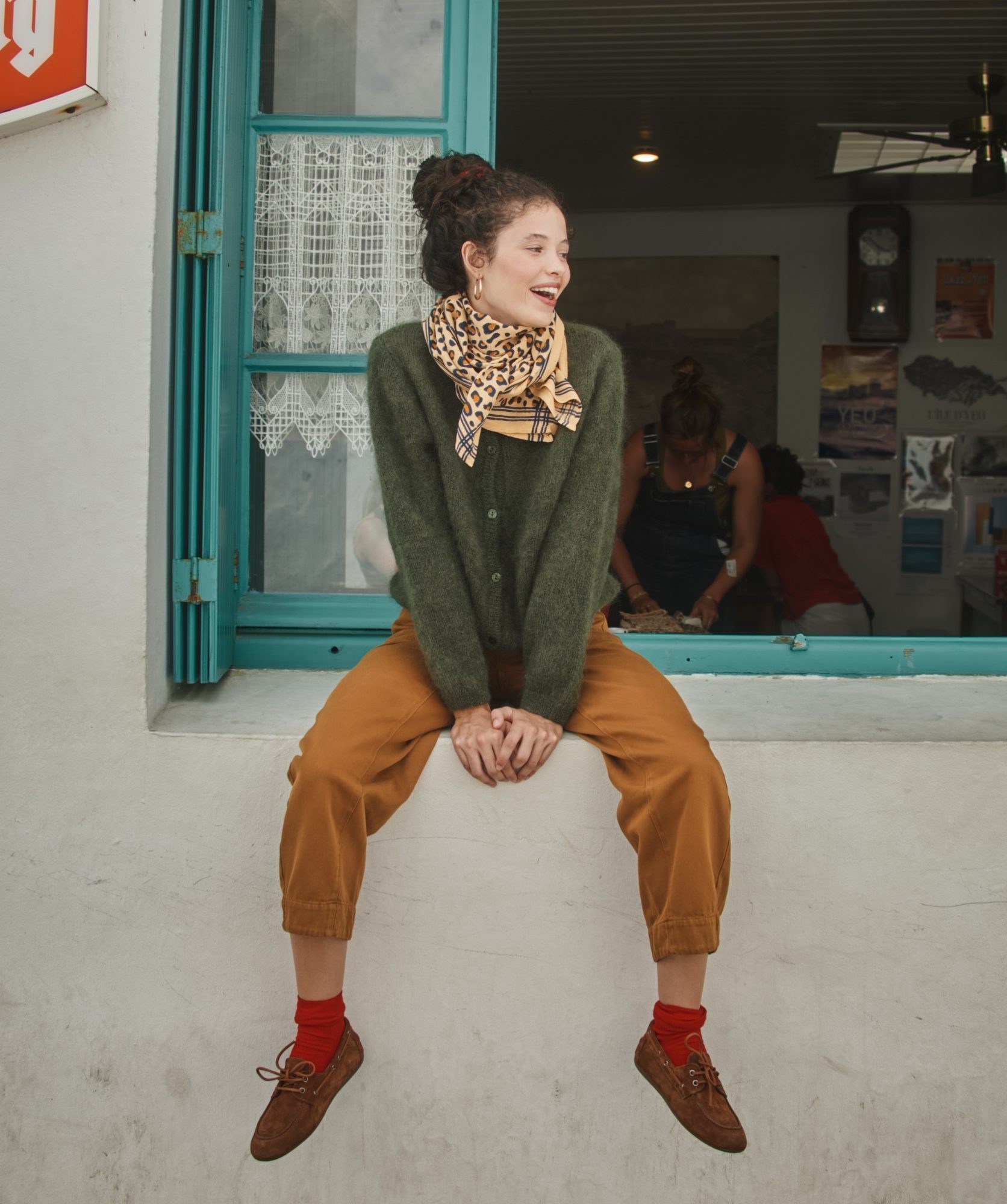 Foulard grand format – Léopard camel